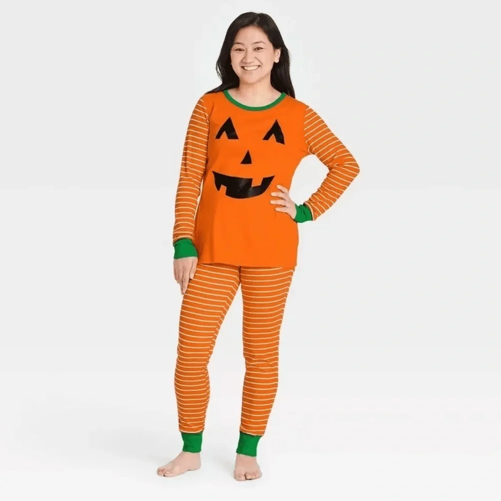 Target Pumpkin Stripe Orange Long Sleeve 100% Cotton Pajama Top Size XXL - Picture 2 of 5